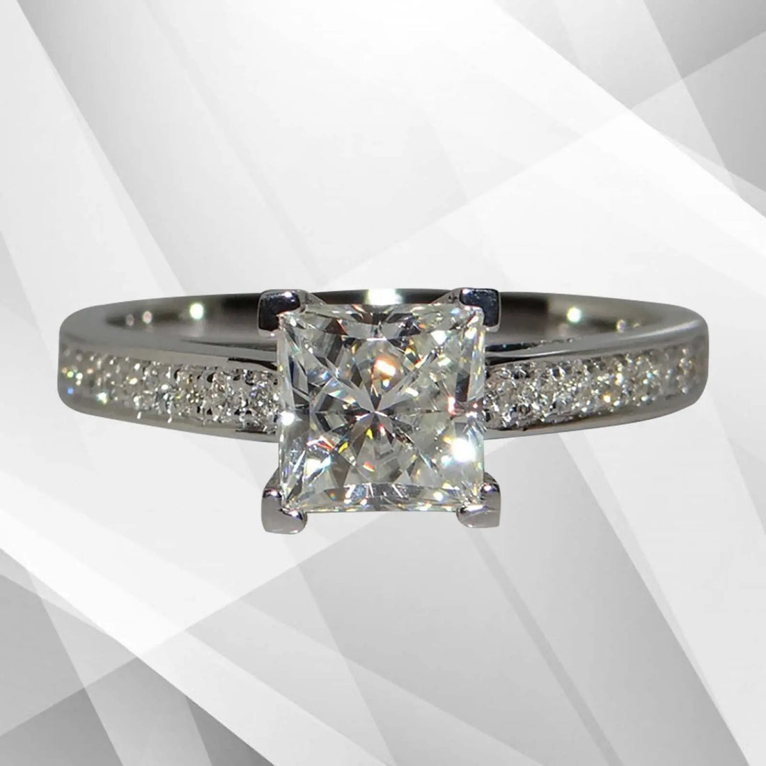 3.2Ct Princess-Cut Diamond Solitaire Bridal Engagement Ring 18Ct White - Hitrendz