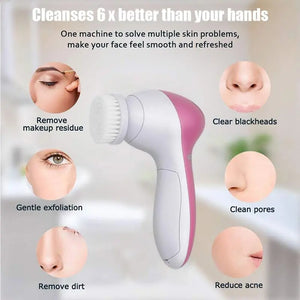 5 in 1 Face Massage Cleansing Brush Set - Hitrendz