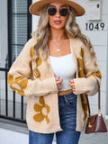 Angel Wings Flower Open Front Long Sleeve Cardigan yellow