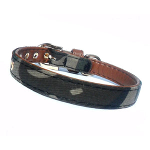 Army Fabric & Brown Faux Leather pet Collar - Hitrendz