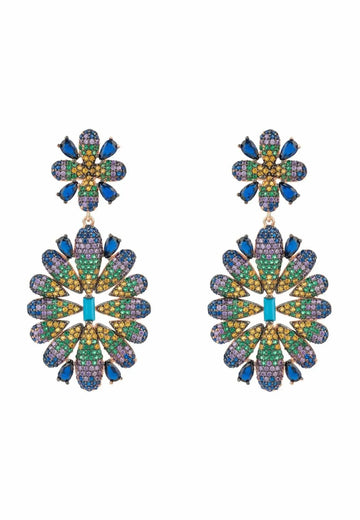 
Babylon Multicoloured Flower Drop Earrings Rosegold