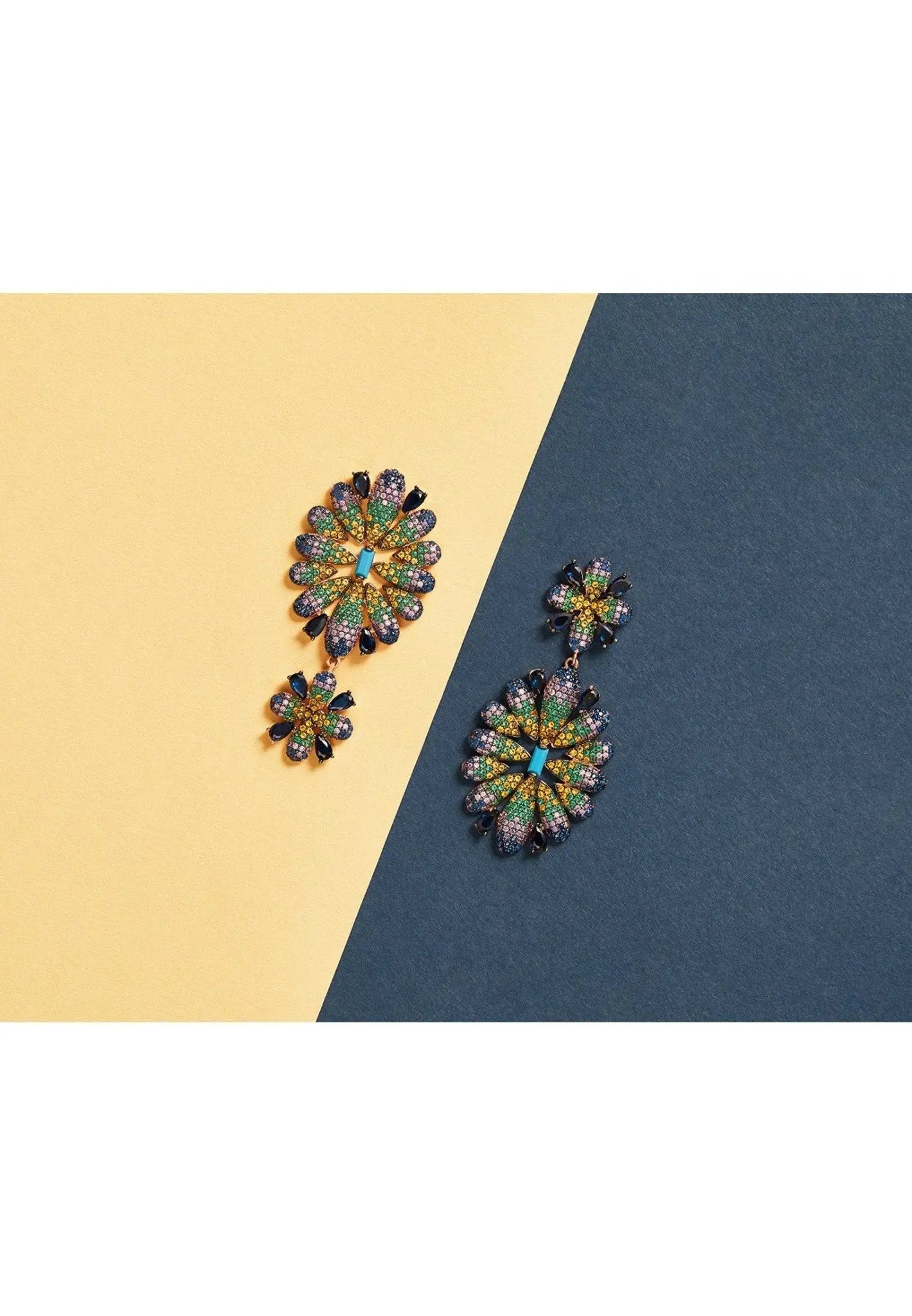 
Babylon Multicoloured Flower Drop Earrings Rosegold