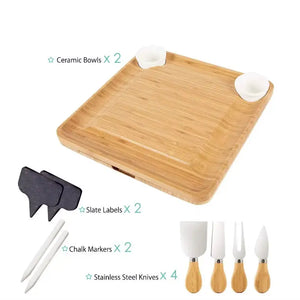 Bamboo Cheese Board with Cheese Tools Cheese Plate Mauve Windroot