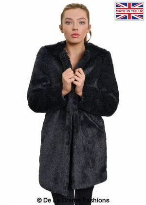 De La Creme Womens Faux Fur Classic Coat Rose Eleusis