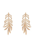 Feathered Leaf Statement Drop Earrings Rosegold