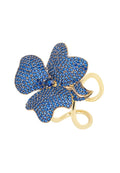 Flower Cocktail Ring Gold Sapphire Blue