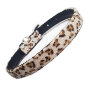 Furry Leopard Print Dog Collar - Hitrendz