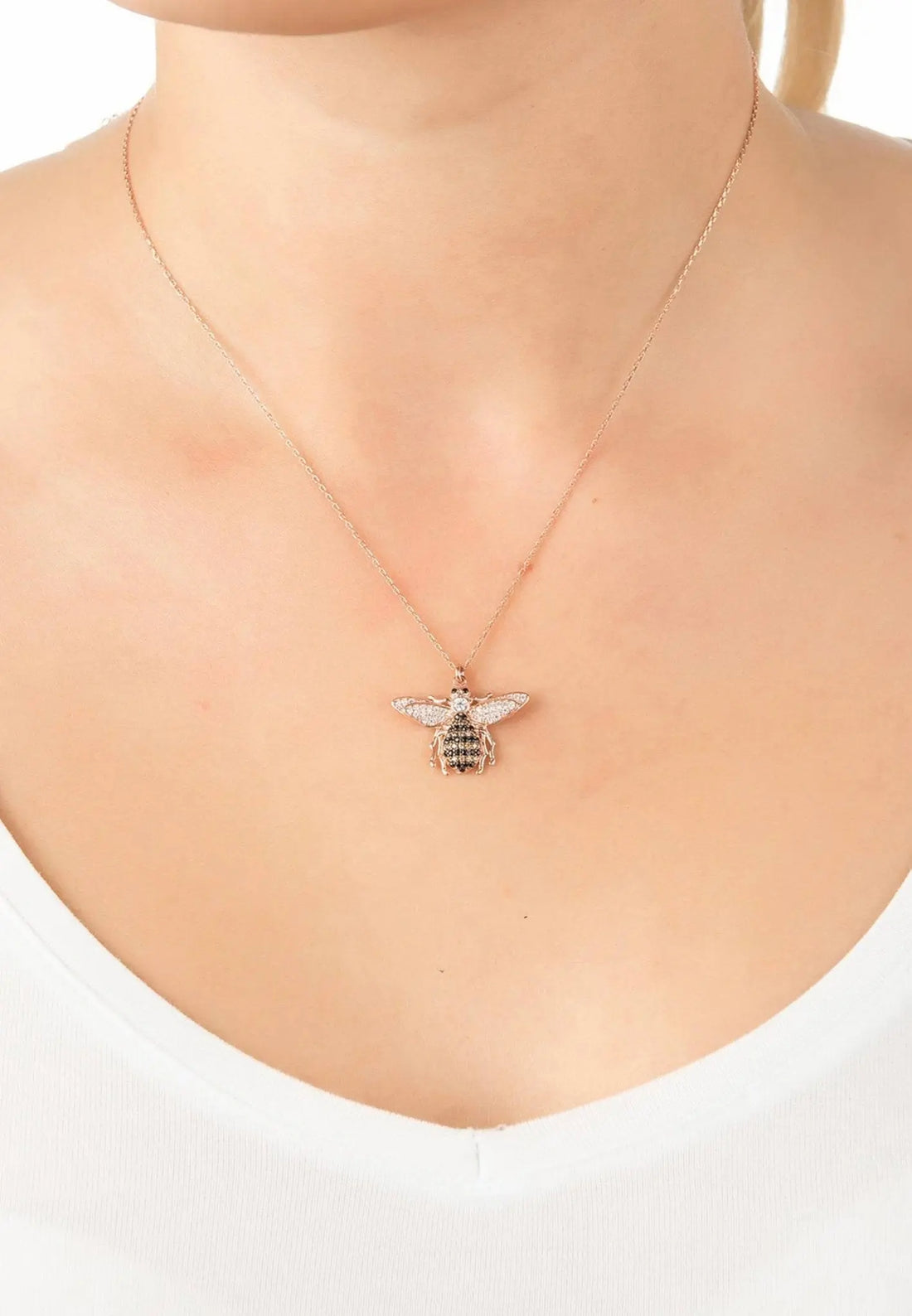 Honey Bee Pendant Necklace Silver