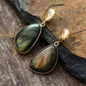 Labradorite Drop Earrings Copper Pallas