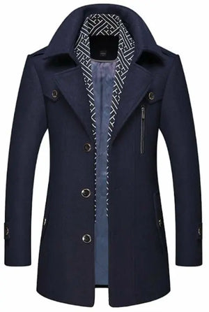 Men's Layered Collar Button Front Mid Length Coat - Hitrendz