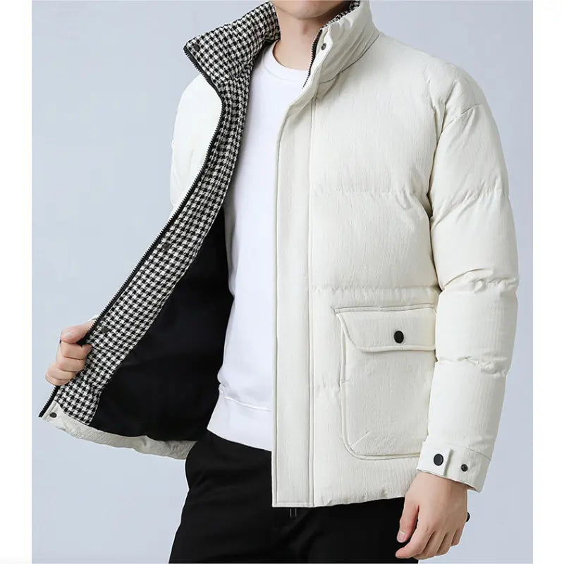 Mens Houndstooth Puffer Jacket - Hitrendz