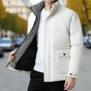 Mens Houndstooth Puffer Jacket - Hitrendz