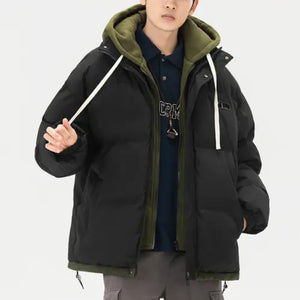 Mens Layered Look Hooded Puffer Jacket - Hitrendz