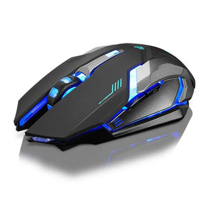 Rechargeable X7 Wireless Silent LED Backlit USB Optical Ergonomic Gaming Mouse (BLACK) with 1600DPI True Gaming Sensor