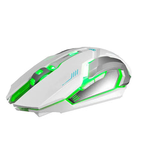 Rechargeable X7 Wireless Silent LED Backlit USB Optical Ergonomic Gaming Mouse (WHITE) with 1600DPI True Gaming Sensor