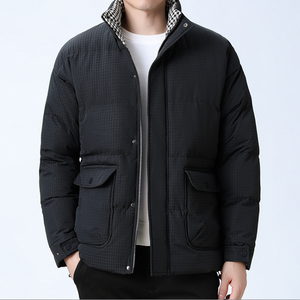 Mens Houndstooth Puffer Jacket - Hitrendz