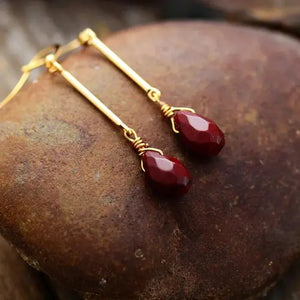 Red Jasper Dangle Earrings Copper Pallas