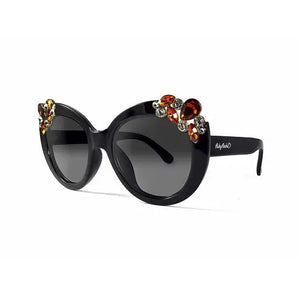 Ruby Rocks Ladies 'Dubai' Gem Detail Sunglasses In Black Azure Tartarus