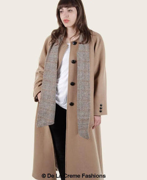 Lily St John Wool & Cashmere Blend Long Coat in Camel.