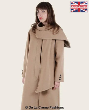 SCARPIA - Wool & Cashmere Overcoat With Scarf Detail Rose Eleusis