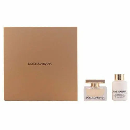 Dolce & Gabbana The One Gift Set featuring Body Lotion, with warm notes of bergamot, vanilla, amber, and musk for an elegant fragrance.