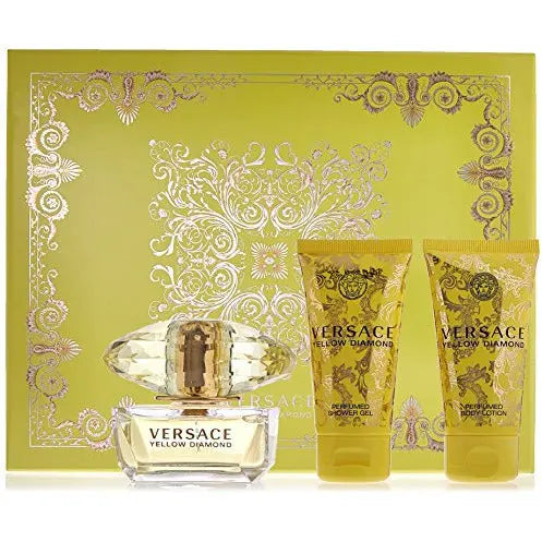 Versace Yellow Diamond, Versace gift set, women's fragrance, perfume, eau de toilette, shower gel, body lotion