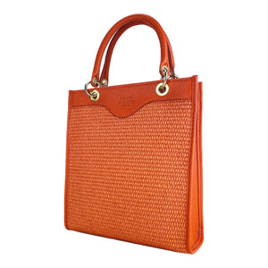 Vertical Handbag for Women in Genuine Leather and Straw - Hitrendz