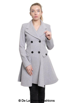 De La Creme Fashions Women's Wool and Cashmere Double Breasted Skater Coat