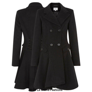 De La Creme Fashions Women's Wool and Cashmere Double Breasted Skater Coat