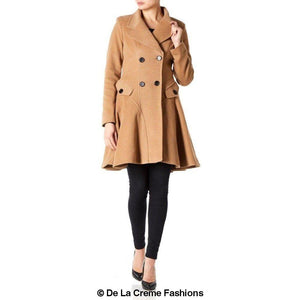 De La Creme Fashions Women's Wool and Cashmere Double Breasted Skater Coat