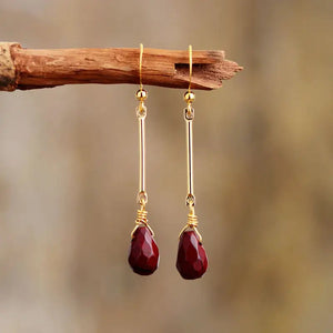 Handmade Red Jasper dangle earrings featuring vibrant red semi-precious stones.