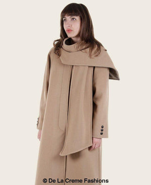 Lily St John Wool & Cashmere Blend Long Coat in Camel.